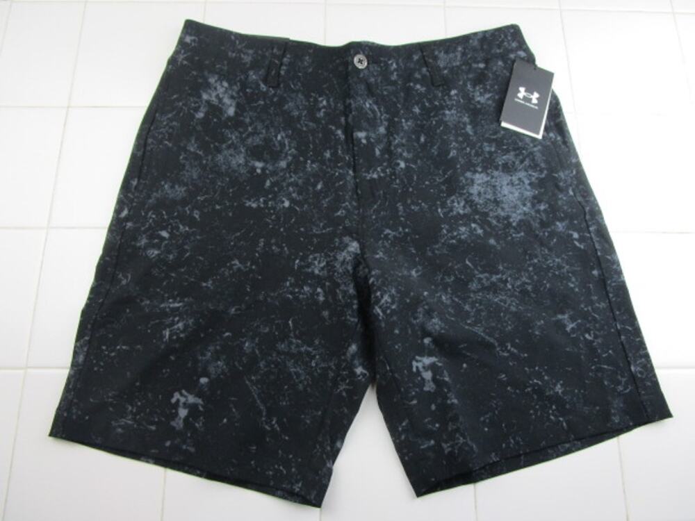 Under Armour Storm Golf Printed Shorts 10" Inseam Black Splatter Men's Size 34